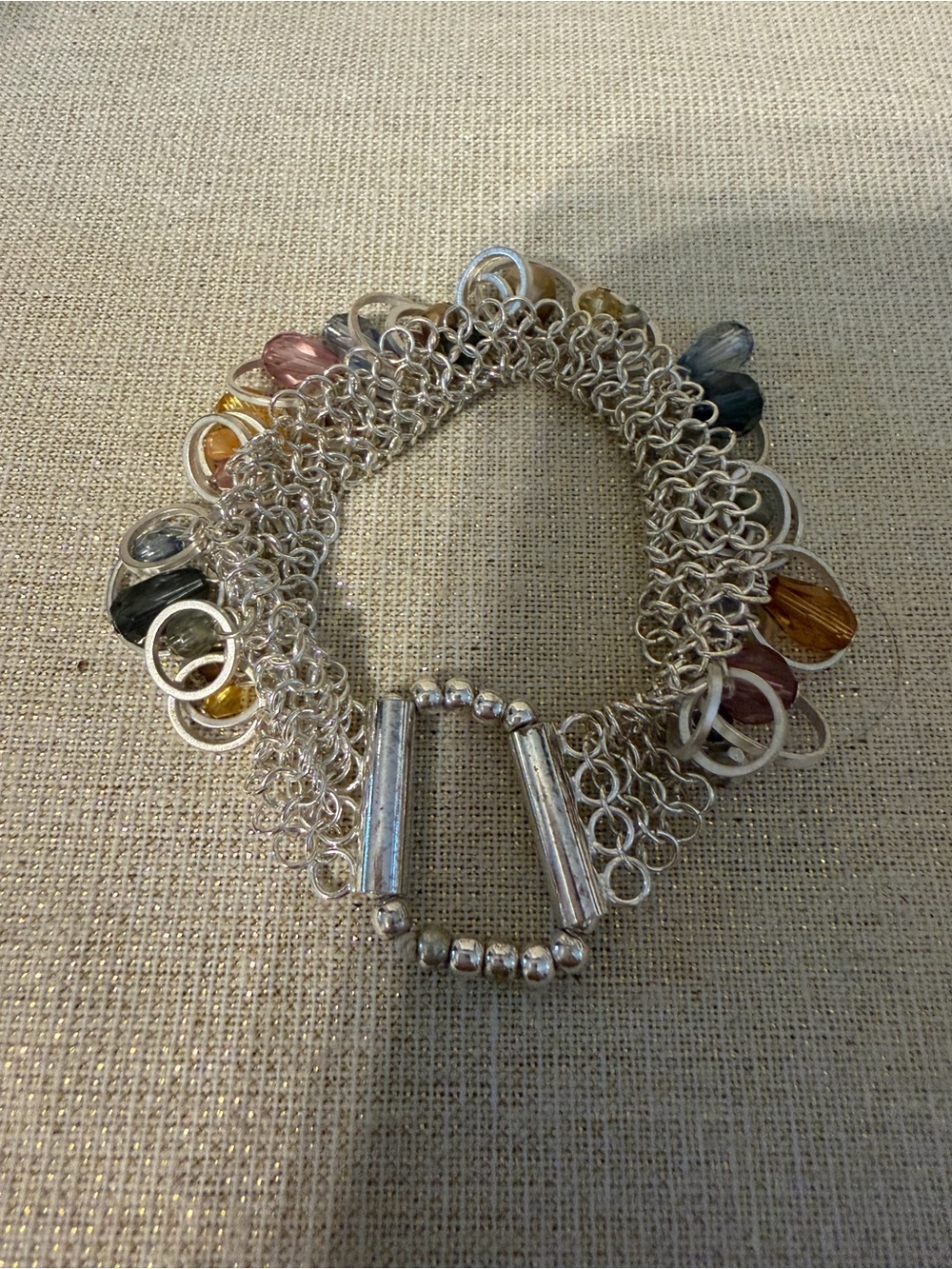 Multicolor Chainmail Bead Charm Bracelet